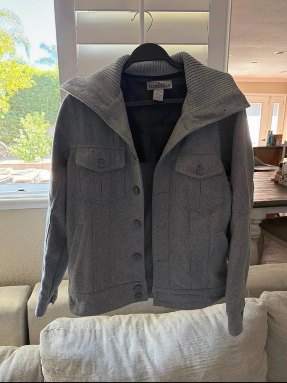 Men's Gray Button-Front Military Field Jacket